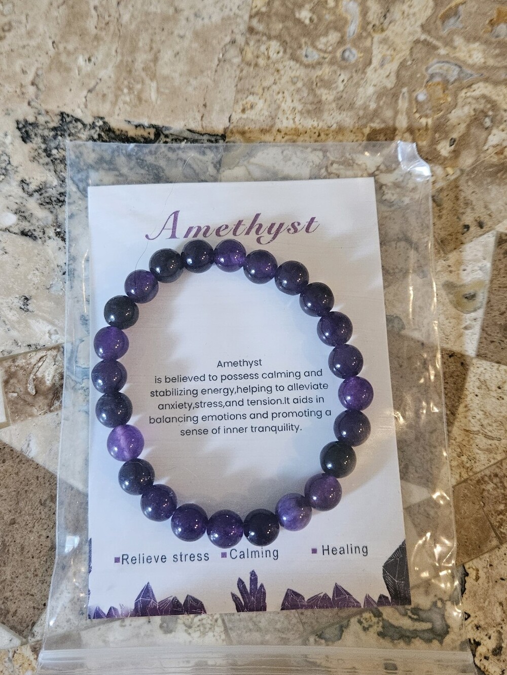 Amethyst Bracelet Stone Stretch Elastic Bead Natural Real Genuine Purple 6 mm
